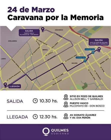 El 24 de marzo se har en Quilmes la Caravana por la Memoria